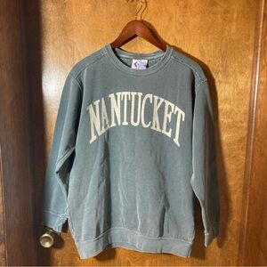 The Sunken Ship Women’s M Nantucket Graphic Sweatshirt Green Cottagecore
